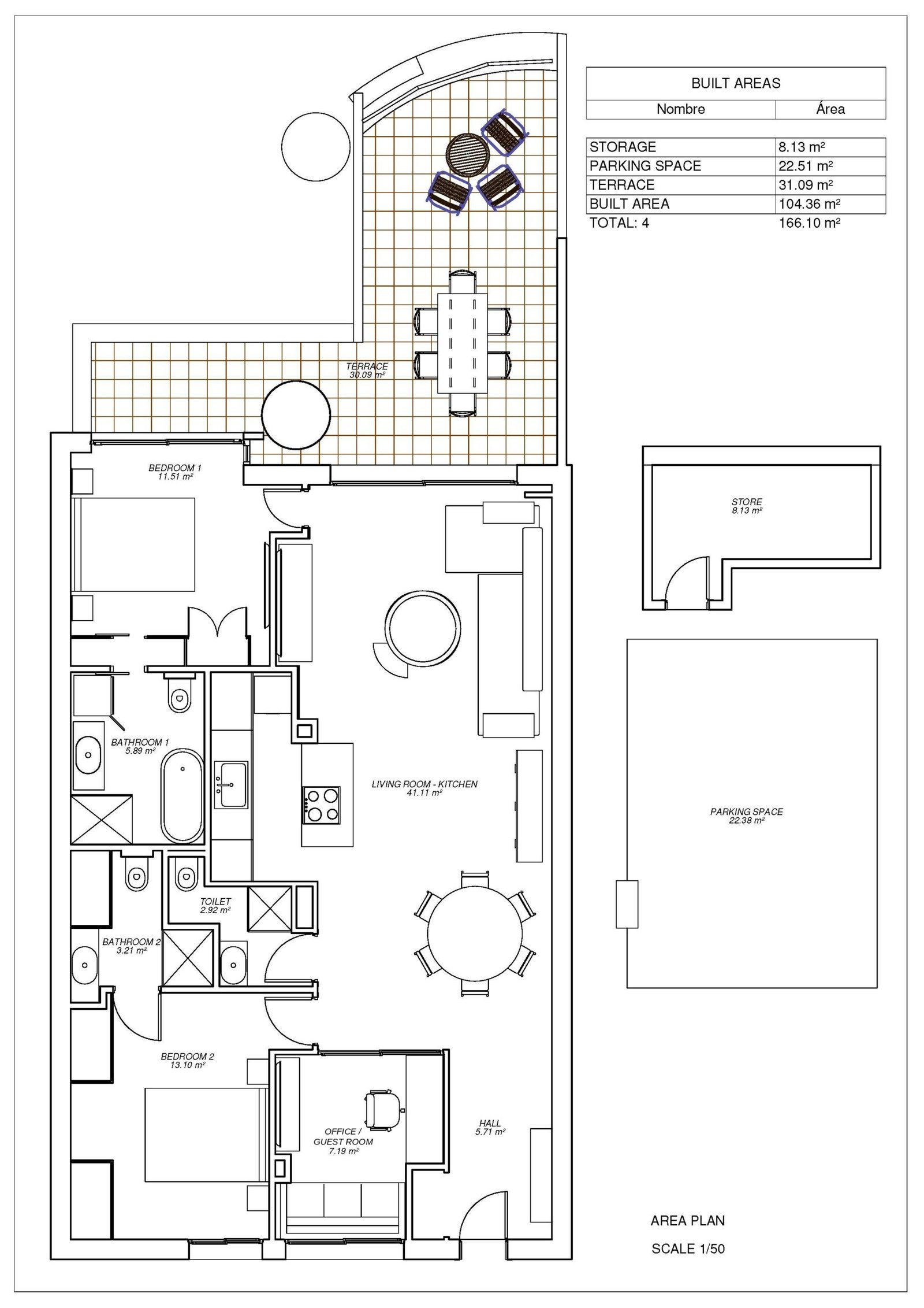 Floor plan of the 3-bedroom apartment in Magna, Nueva Andalucía, Marbella